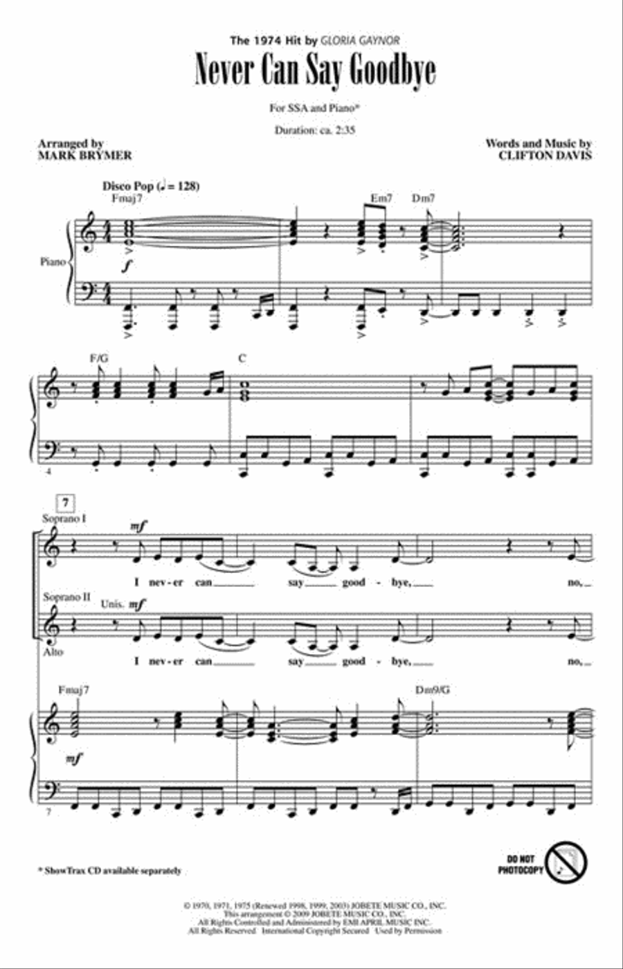 Never Can Say Goodbye Never Can Say Goodbye SSA scores gallery preview page 2