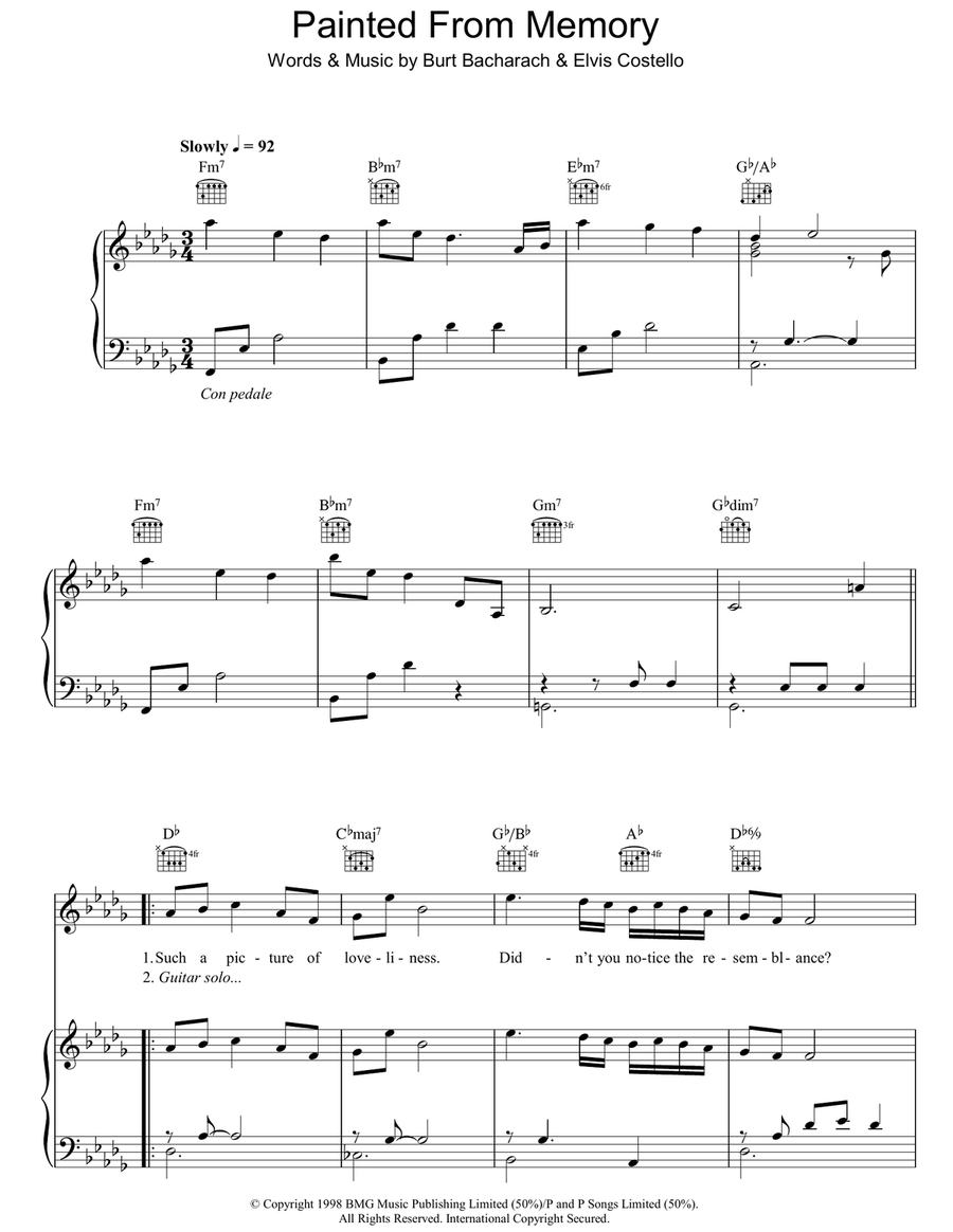 Painted From Memory Piano, Vocal, Guitar scores gallery preview page 1