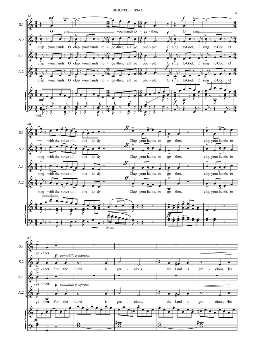 Be Joyful! (for SSAA and organ) SSAA scores gallery preview page 5