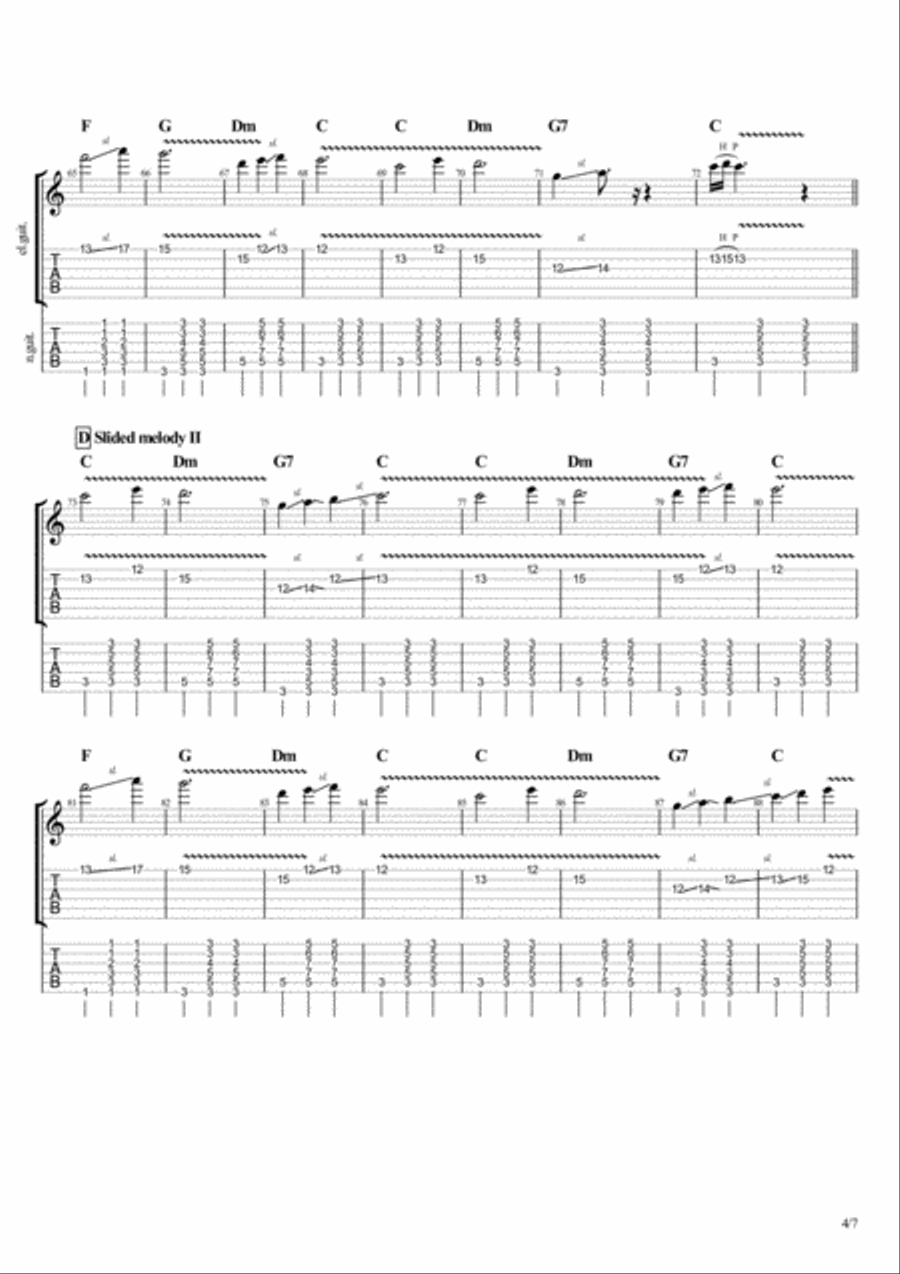 Yine Bir Gülnihal by Dede Efendi (guitar tablature and score) Guitar Tablature scores gallery preview page 4