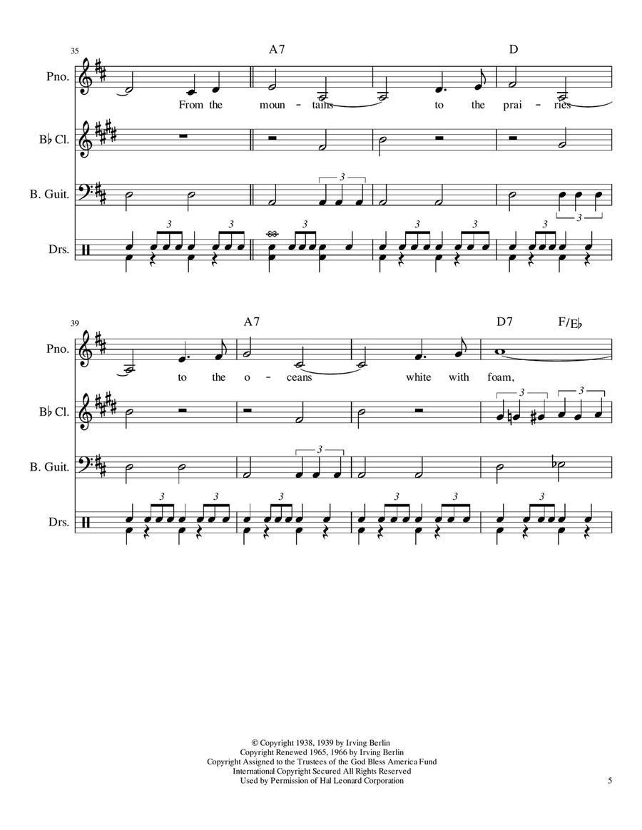 God Bless America by Celine Dion Piano, Vocal, Guitar - Digital Sheet Music page 5