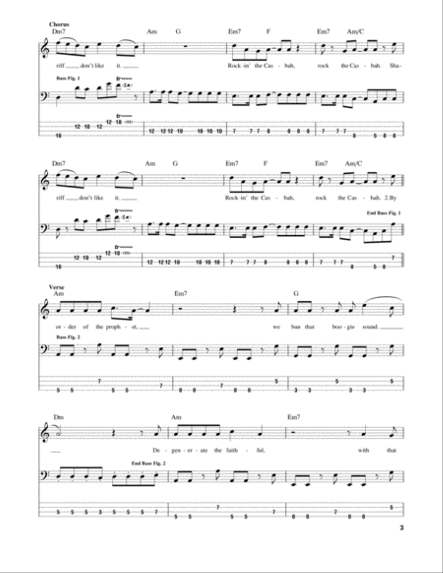 Rock The Casbah Bass Guitar Tablature scores gallery preview page 3