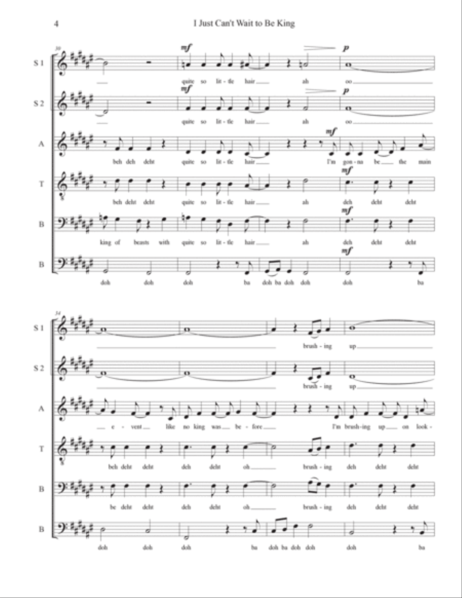 I Just Can't Wait To Be King 4-Part scores gallery preview page 4
