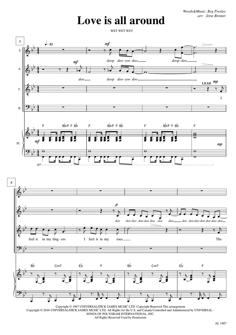 Love Is All Around 4-Part scores gallery preview page 1