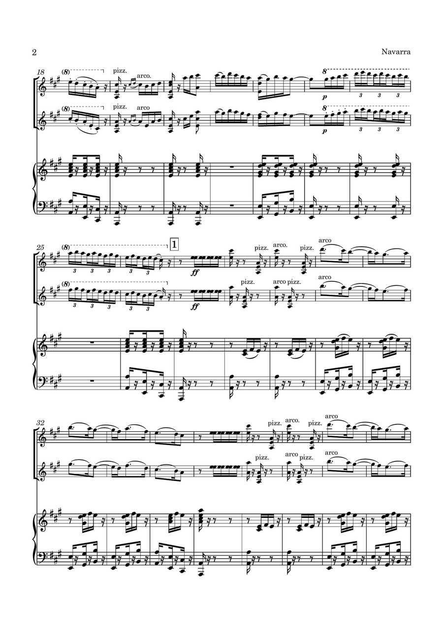 Sarasate Navarra Op. 33 for 2 Violins and Piano String Duet scores gallery preview page 3
