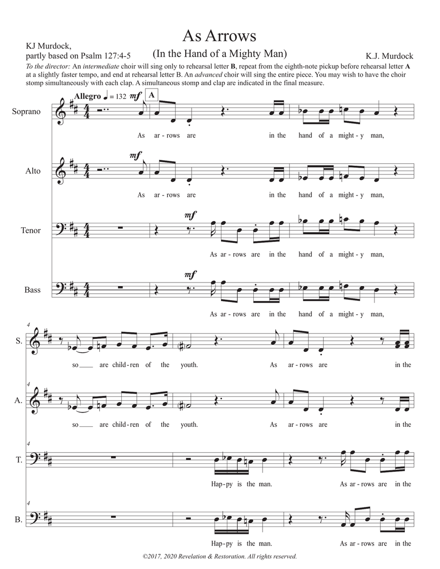 As Arrows (In the Hand of a Mighty Hand) 4-Part scores gallery preview page 1