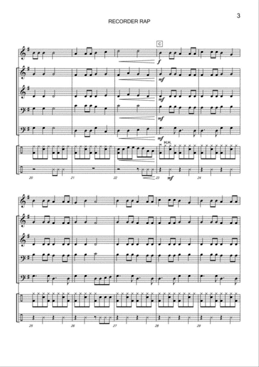 Recorder Rap Fanfare Band scores gallery preview page 5