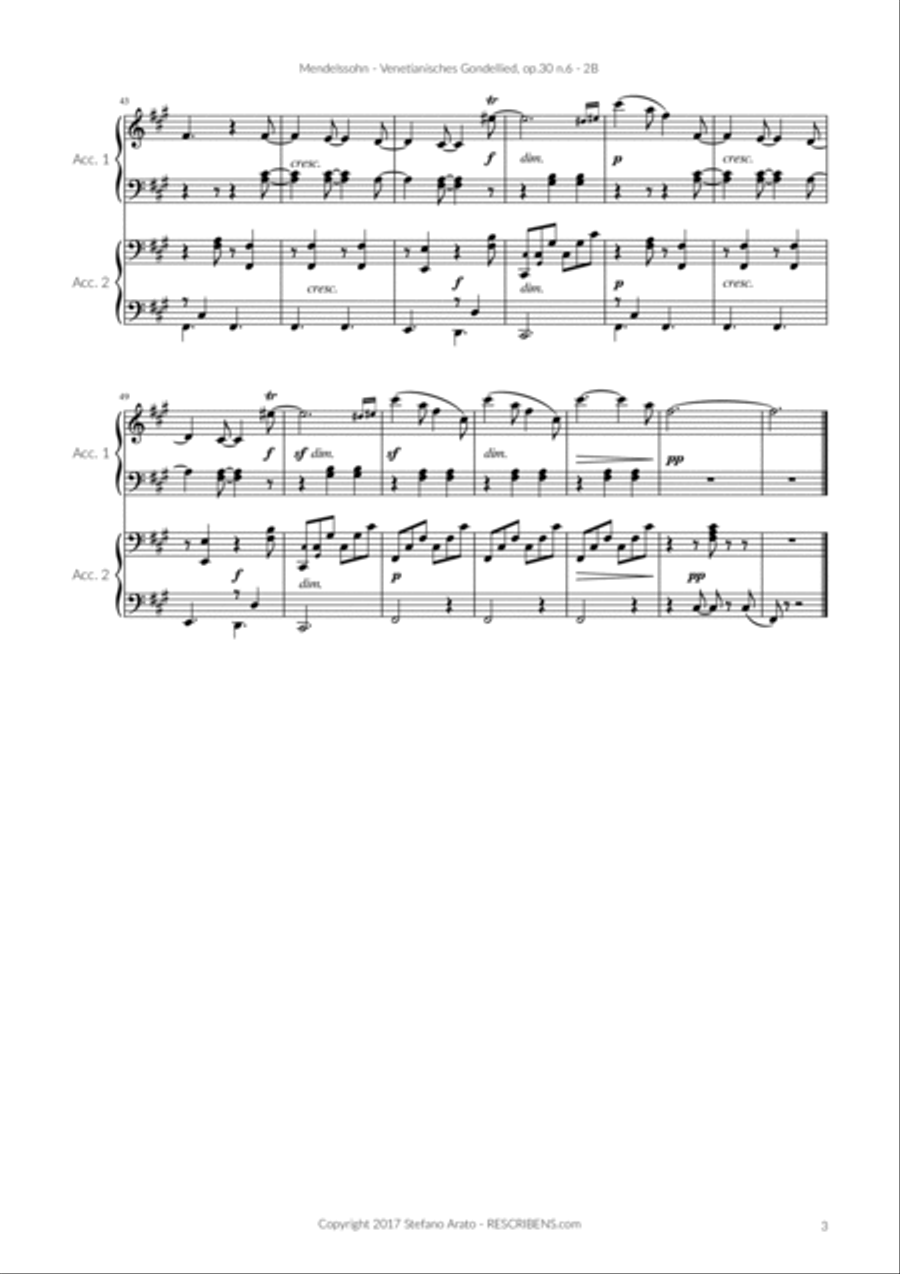 Lieder ohne Worte op.30 n.6 (2B) Accordion scores gallery preview page 5