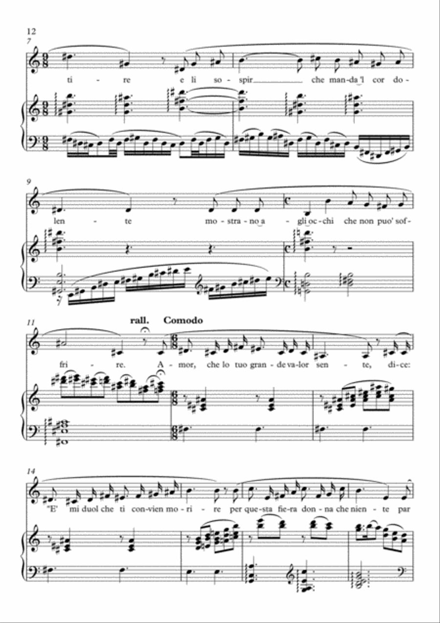 Tu m’hai si piena di dolor la mente - for tenor and piano Tenor Voice scores gallery preview page 2