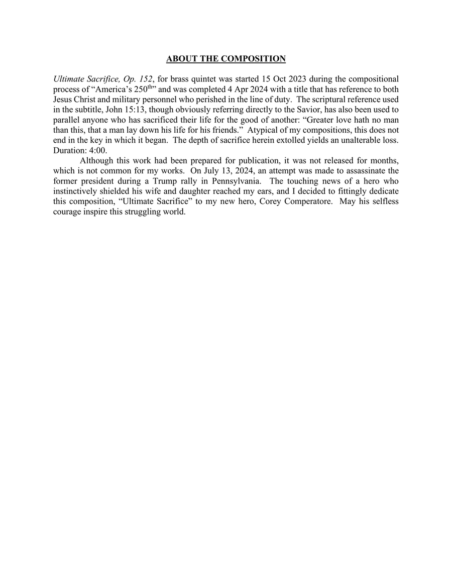 Ultimate Sacrifice, Op. 152 Brass Quintet scores gallery preview page 4
