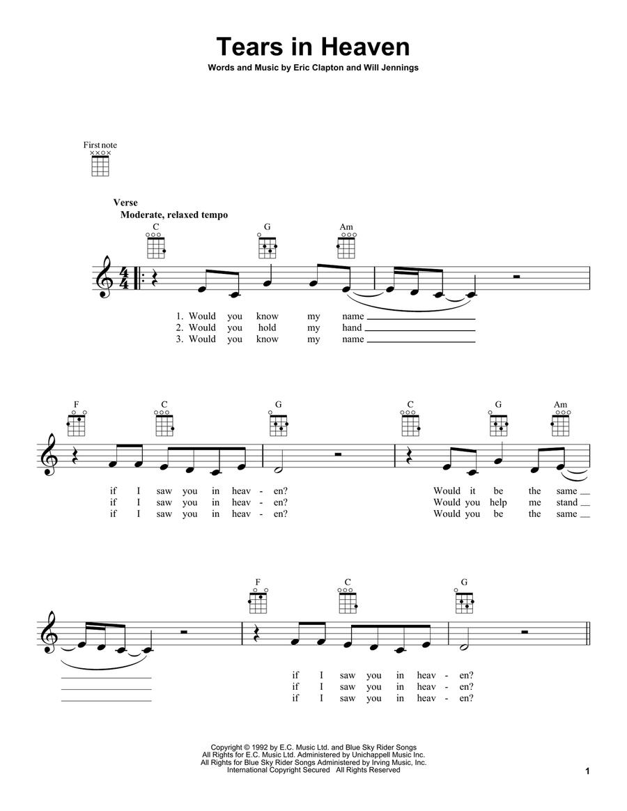 Tears In Heaven Tears In Heaven Ukulele scores gallery preview page 1