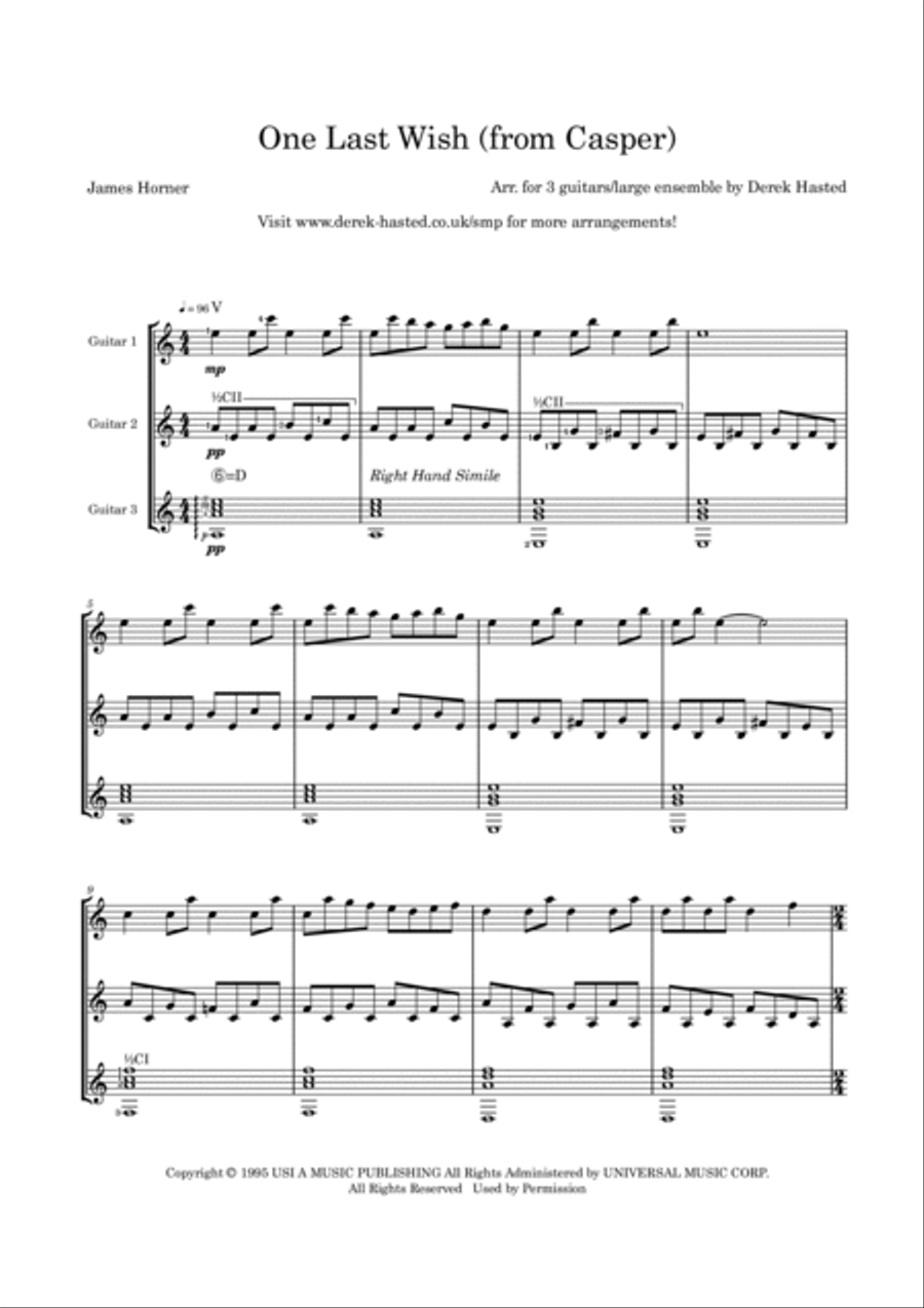 One Last Wish Guitar Ensemble scores gallery preview page 6