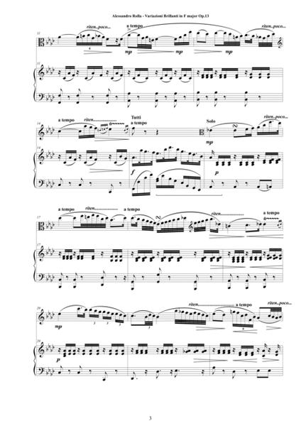Rolla A - Variazioni Brillanti in F major Op.13 for Viola and Piano - Score and Part image number null