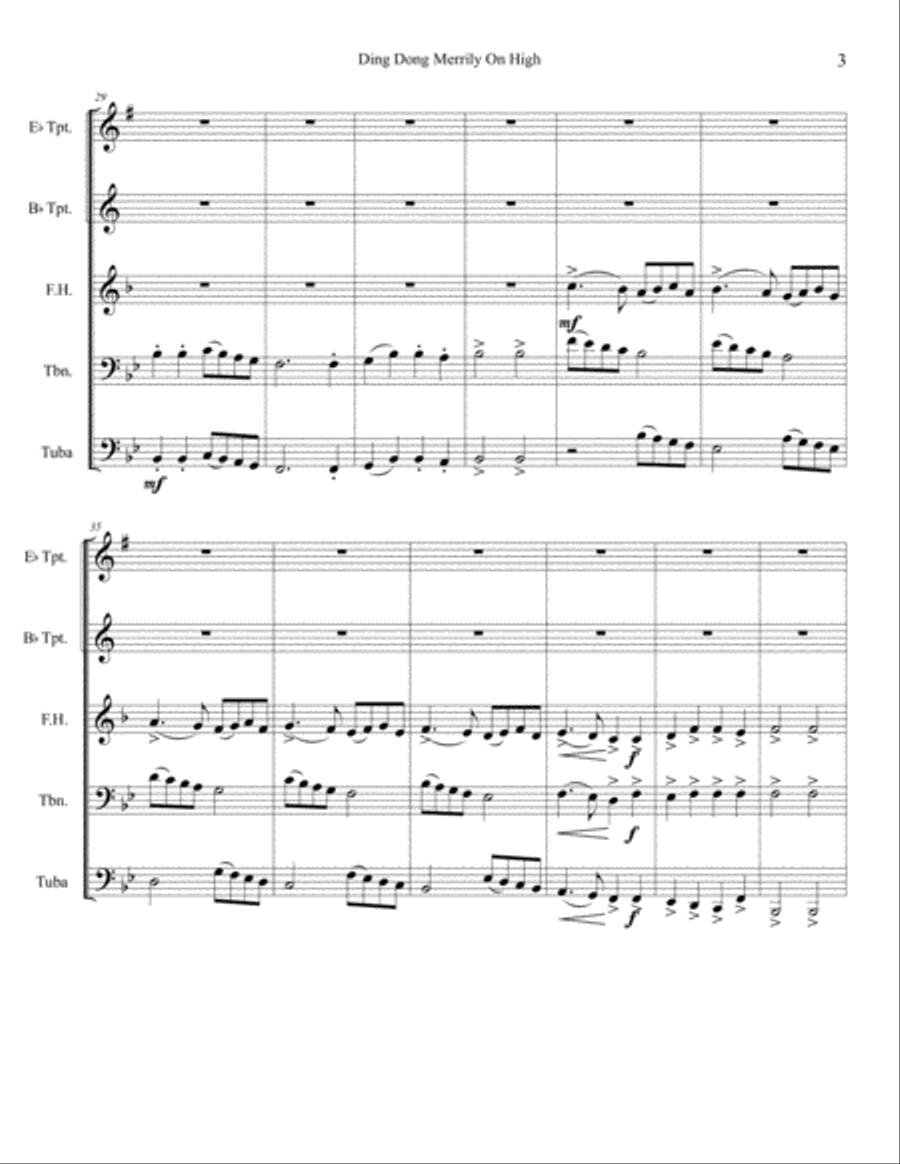Ding Dong Merrily on High Brass Ensemble scores gallery preview page 3