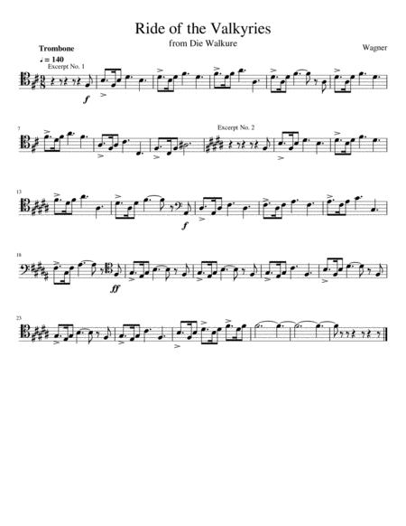 Ride of the Valkyries from Die Walkure for Trombone