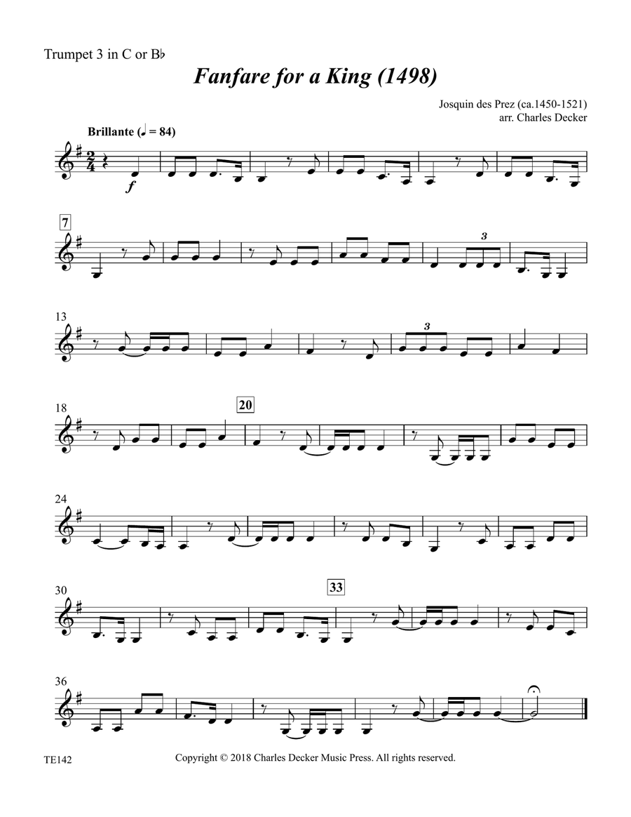 Fanfare for a King (1498) for Trumpet Ensemble Chamber Music scores gallery preview page 5