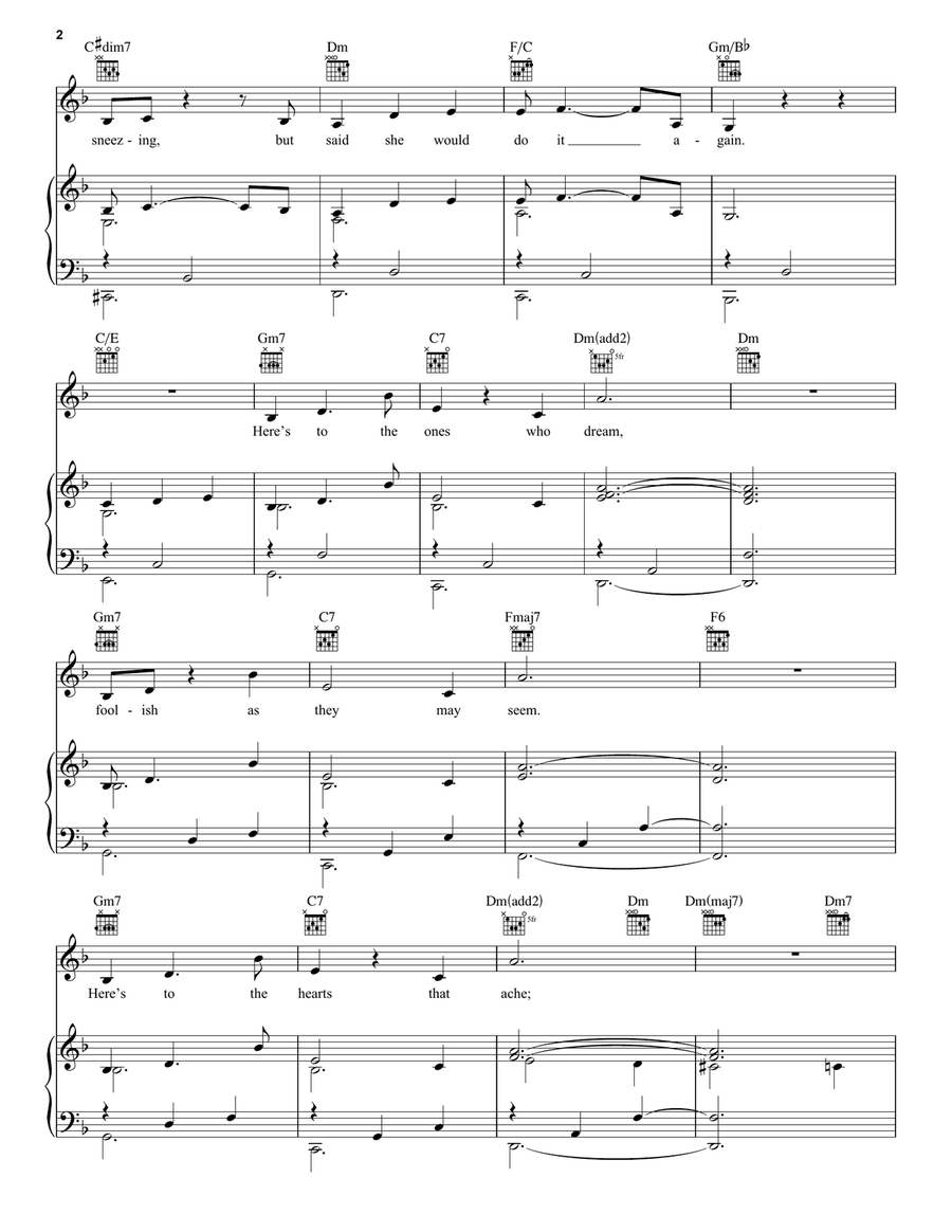 Audition (The Fools Who Dream) (from La La Land) Piano, Vocal, Guitar scores gallery preview page 2