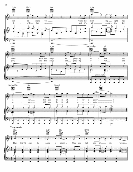 Play The Game Tonight by Kansas - Piano, Vocal, Guitar - Digital Sheet Music