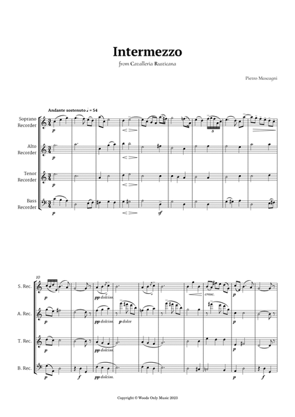 Intermezzo from Cavalleria Rusticana by Mascagni for Recorder Quartet image number null