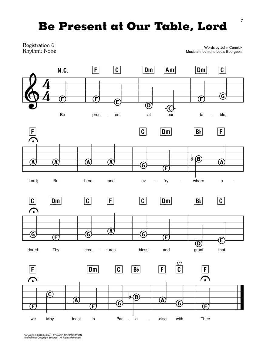Be Present At Our Table, Lord Electronic Keyboard scores gallery preview page 1