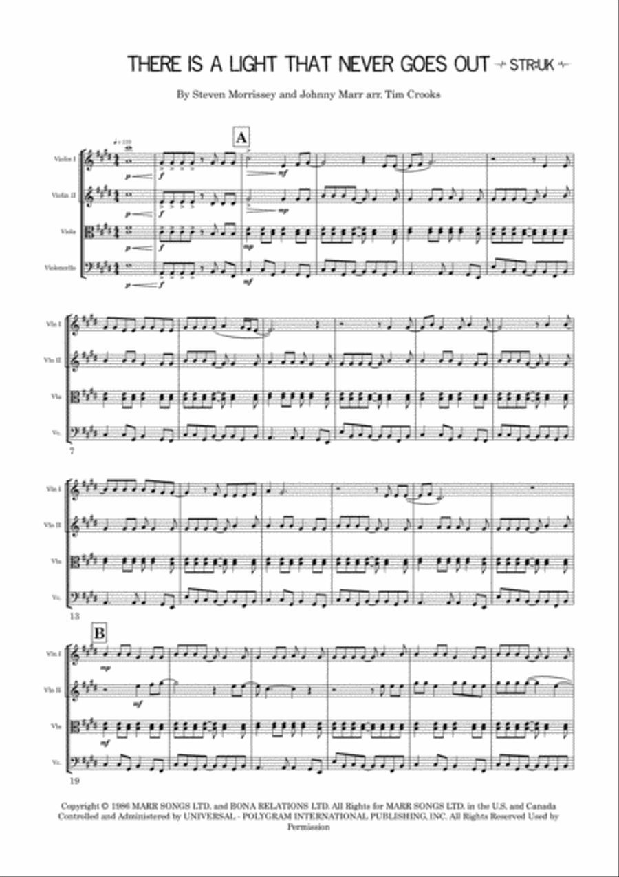 There Is A Light That Never Goes Out String Quartet scores gallery preview page 2