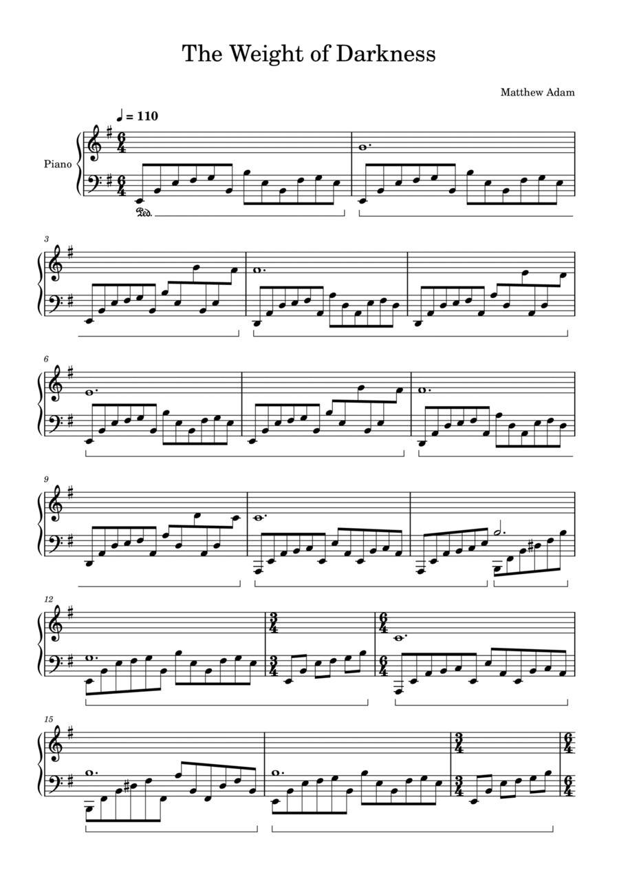 The Weight of Darkness Piano Solo scores gallery preview page 1