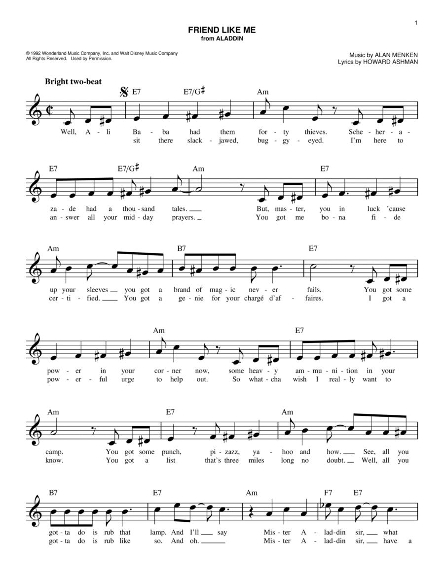 Friend Like Me (from Aladdin) Piano scores gallery preview page 1