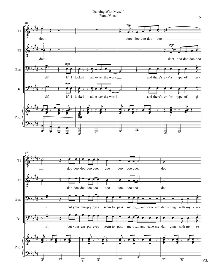 Dancing With Myself TTBB scores gallery preview page 5