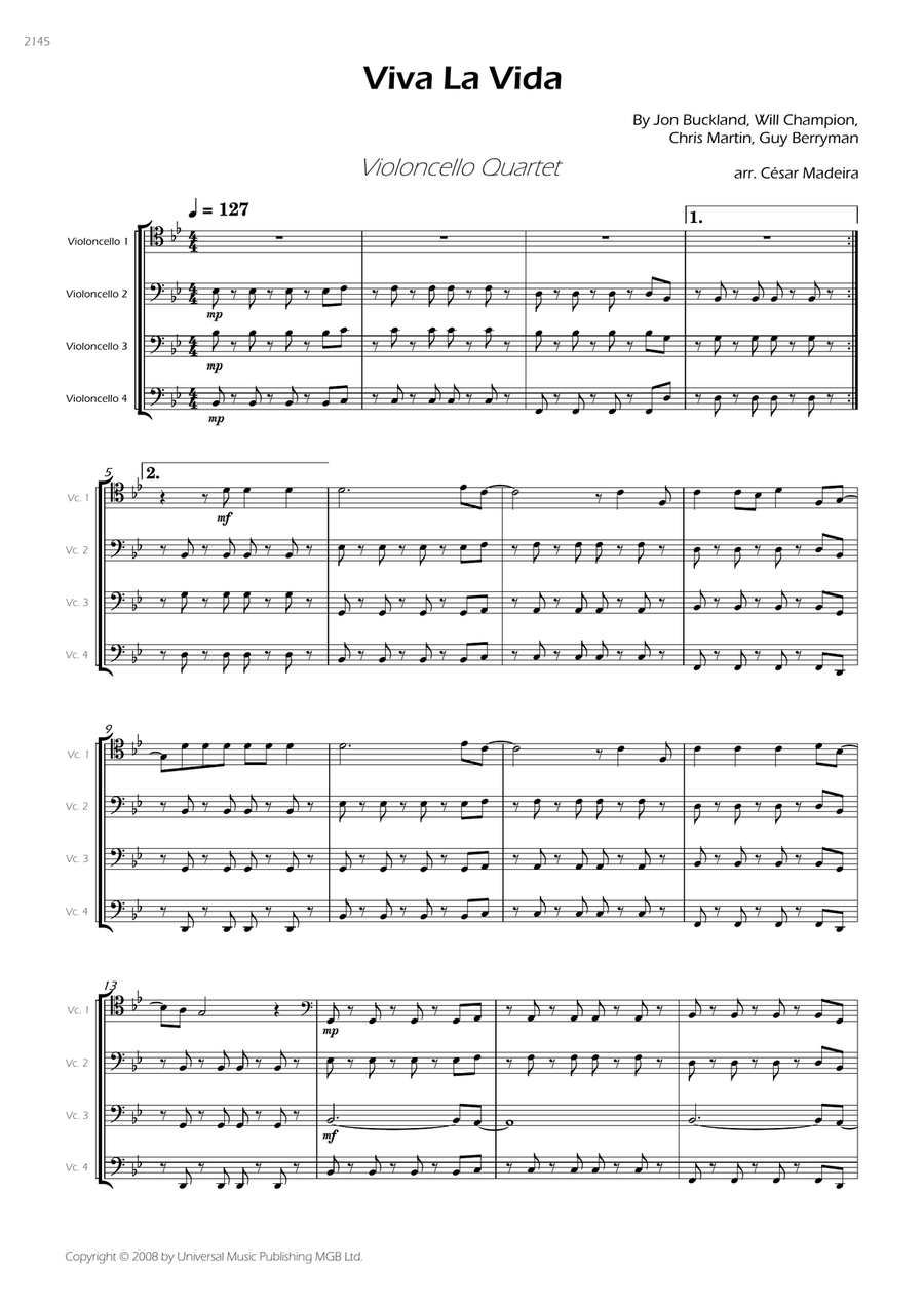 Viva La Vida - Score Only String Quartet scores gallery preview page 3
