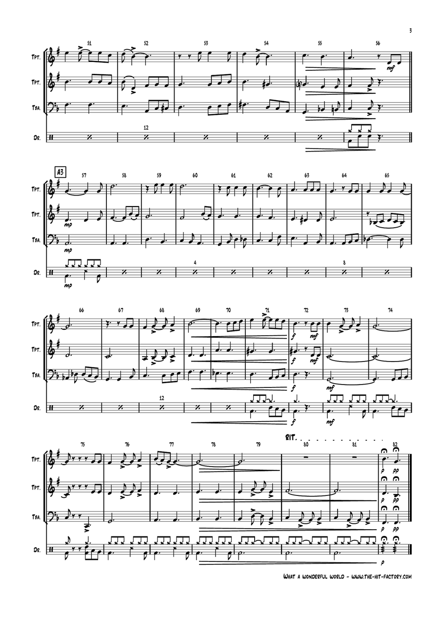 What A Wonderful World Brass Ensemble scores gallery preview page 3