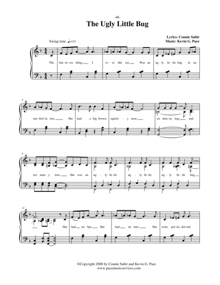 Ugly Little Bug - vocal solo with piano accompaniment or piano solo image number null