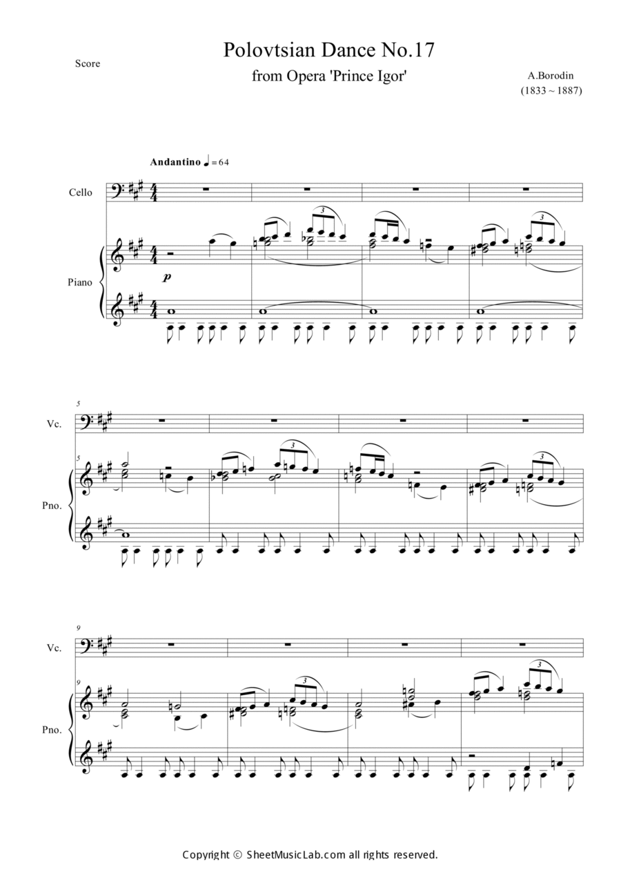 Polovtsian Dance No.17 Piano scores gallery preview page 1