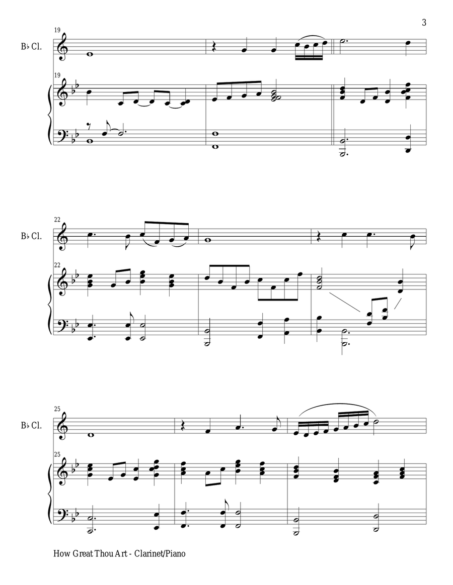 HOW GREAT THOU ART (For Bb Clarinet and Piano with Score\Part) B-Flat Clarinet scores gallery preview page 4