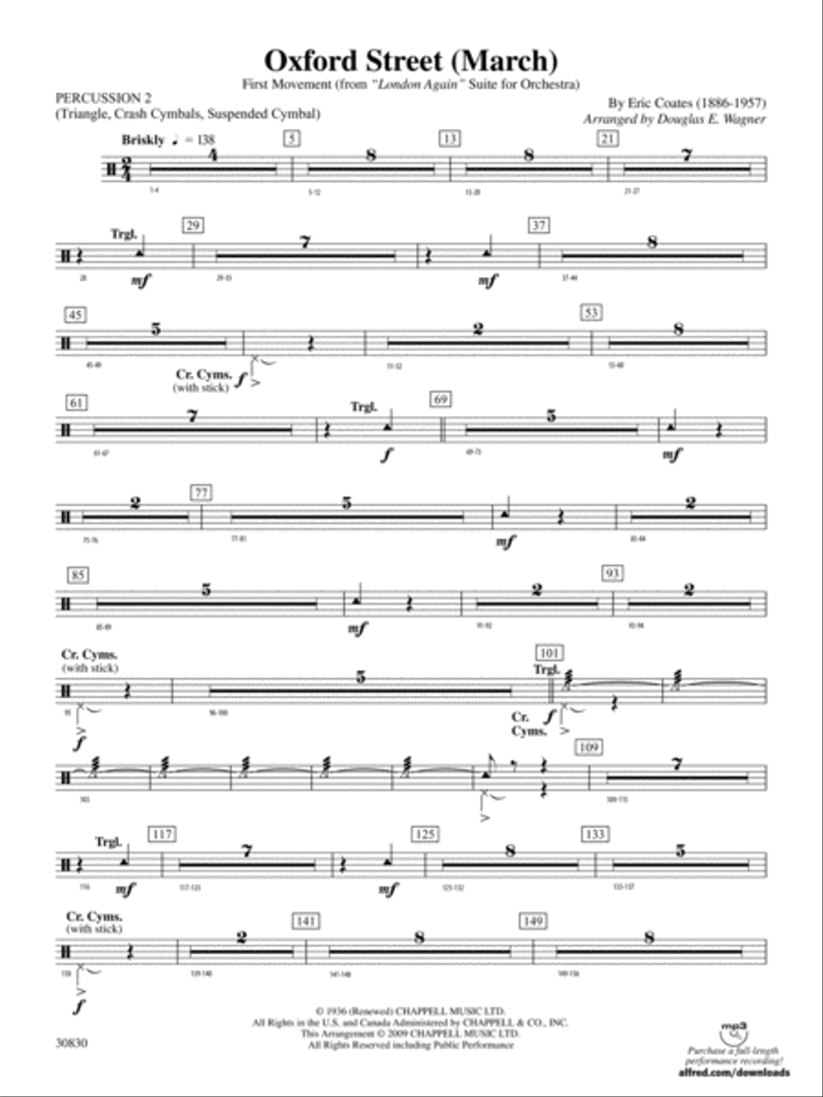 Oxford Street (March): 2nd Percussion Concert Band scores gallery preview page 1