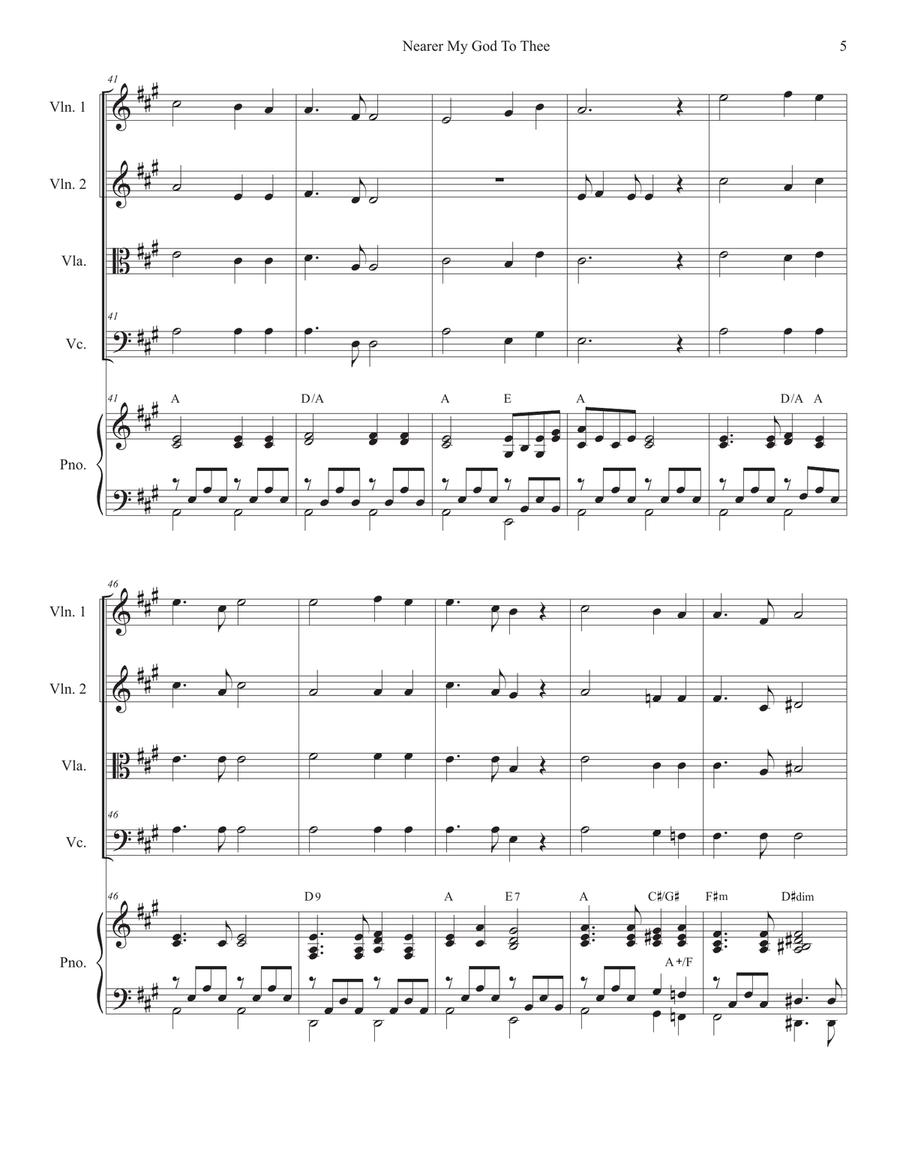 Nearer My God To Thee (String Quartet and Piano) String Quartet scores gallery preview page 5