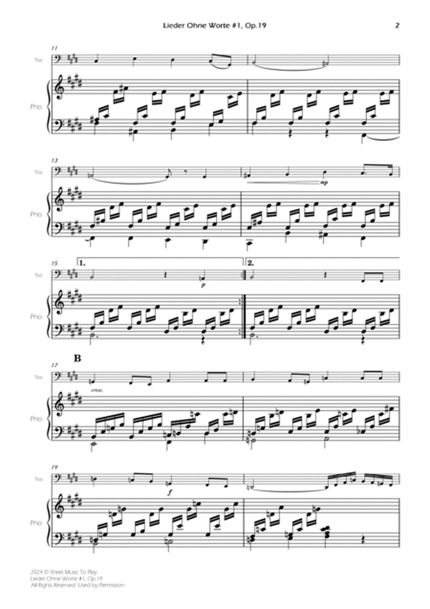 Songs Without Words No.1, Op.19 - Tuba and Piano (Full Score and Parts) image number null