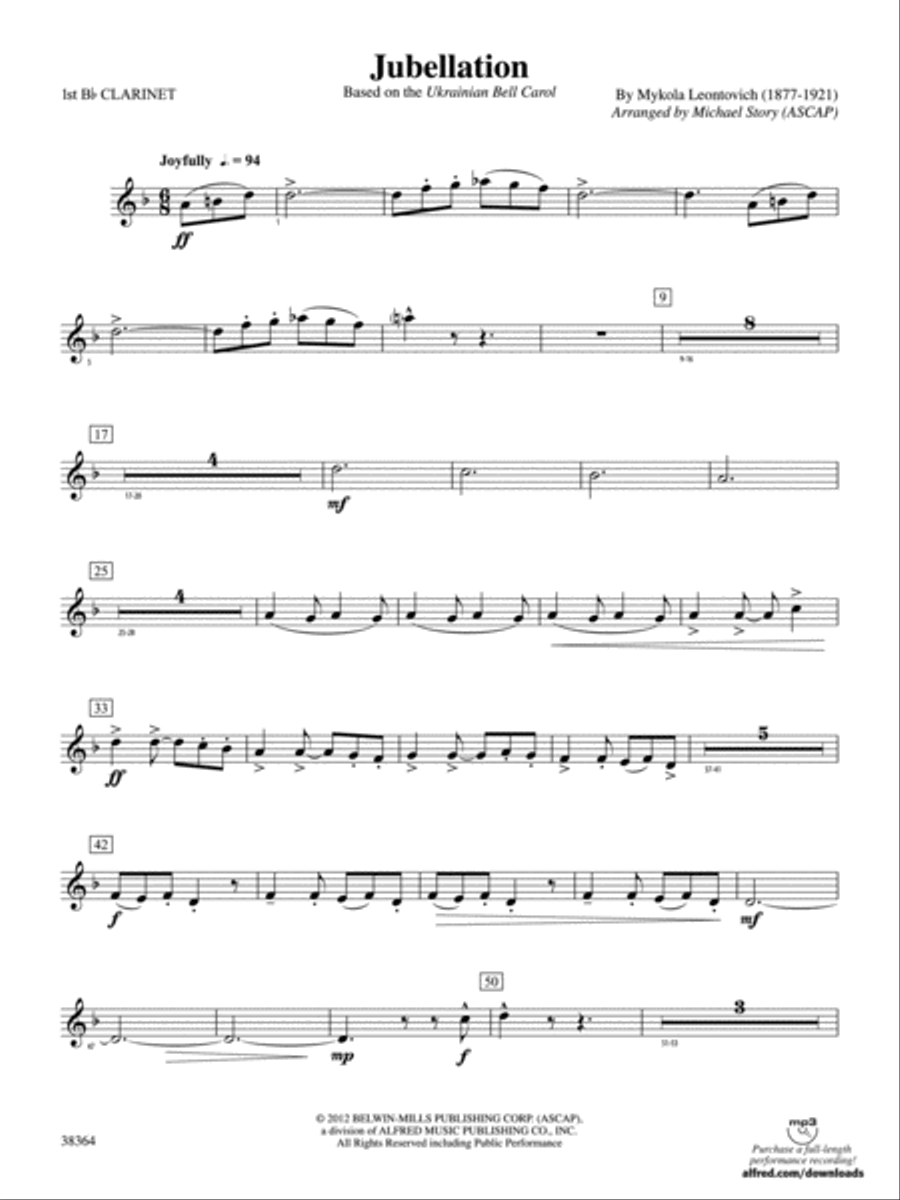 Jubellation: 1st B-flat Clarinet Concert Band scores gallery preview page 1