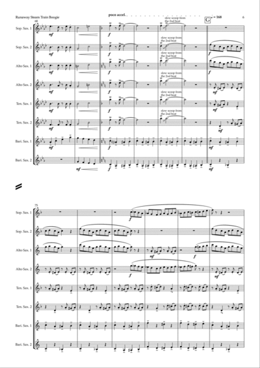 Runaway Steam Train Boogie (saxophone octet - SSAATTBB)