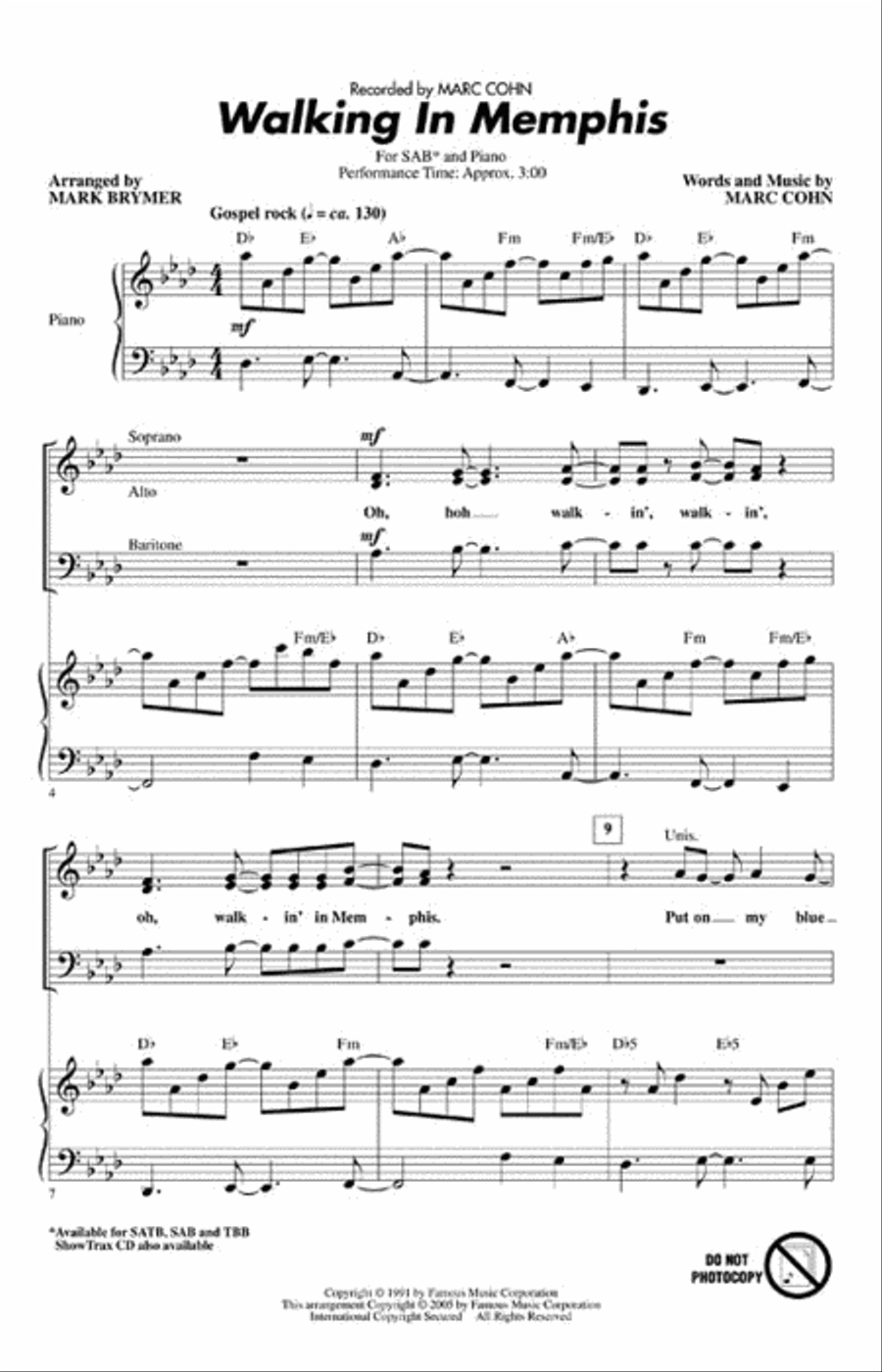 Walking in Memphis Walking in Memphis 3-Part scores gallery preview page 2