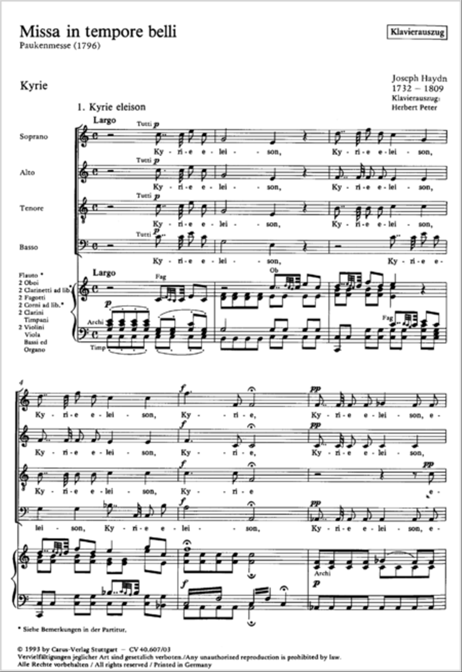 Mass in time of war (Missa in tempore belli) 4-Part scores gallery preview page 90