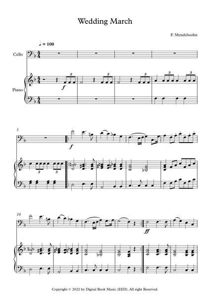 Wedding March - Felix Bartholdy Mendelssohn (Cello + Piano) image number null
