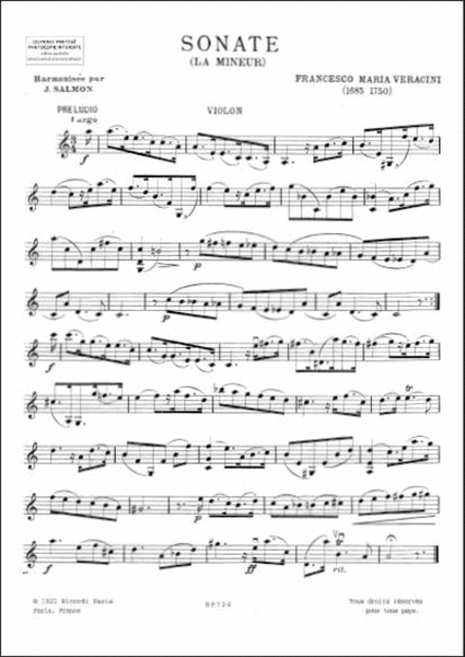 Sonate En La Mineur Violon Et Piano (Salmon )
