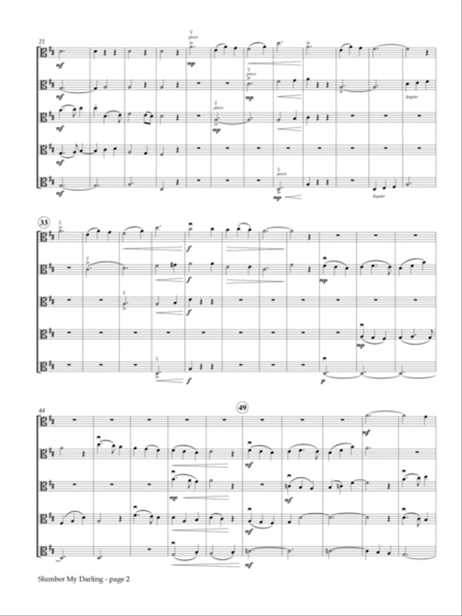 Slumber My Darling for Viola Ensemble Viola scores gallery preview page 3