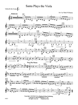 Book cover for Santa Plays the Viola: 3rd Violin (Viola [TC])