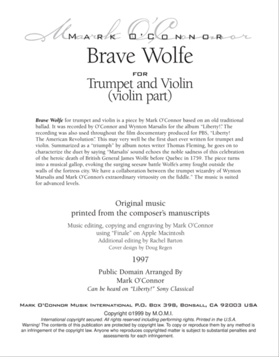 Brave Wolfe (violin part – trumpet and violin) Trumpet scores gallery preview page 3
