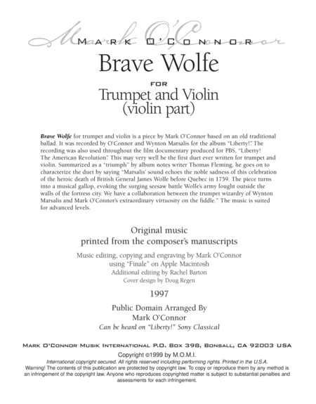 Brave Wolfe (violin part – trumpet and violin) image number null