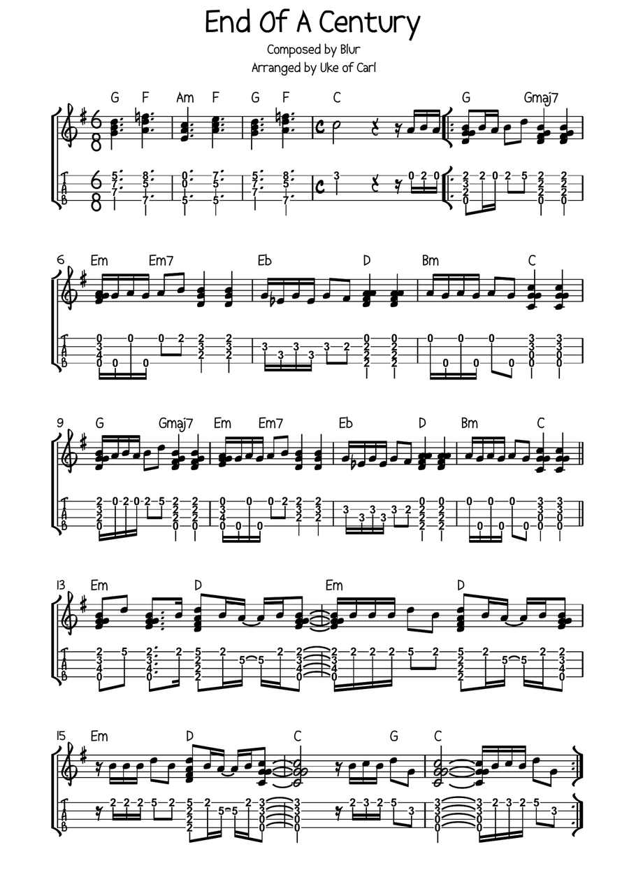 End Of A Century Ukulele scores gallery preview page 1