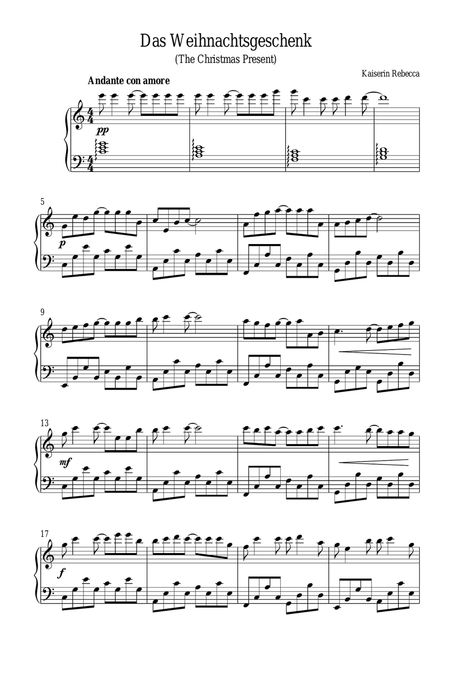 Das Weihnachtsgeschenk (The Christmas Present) Piano Solo scores gallery preview page 1