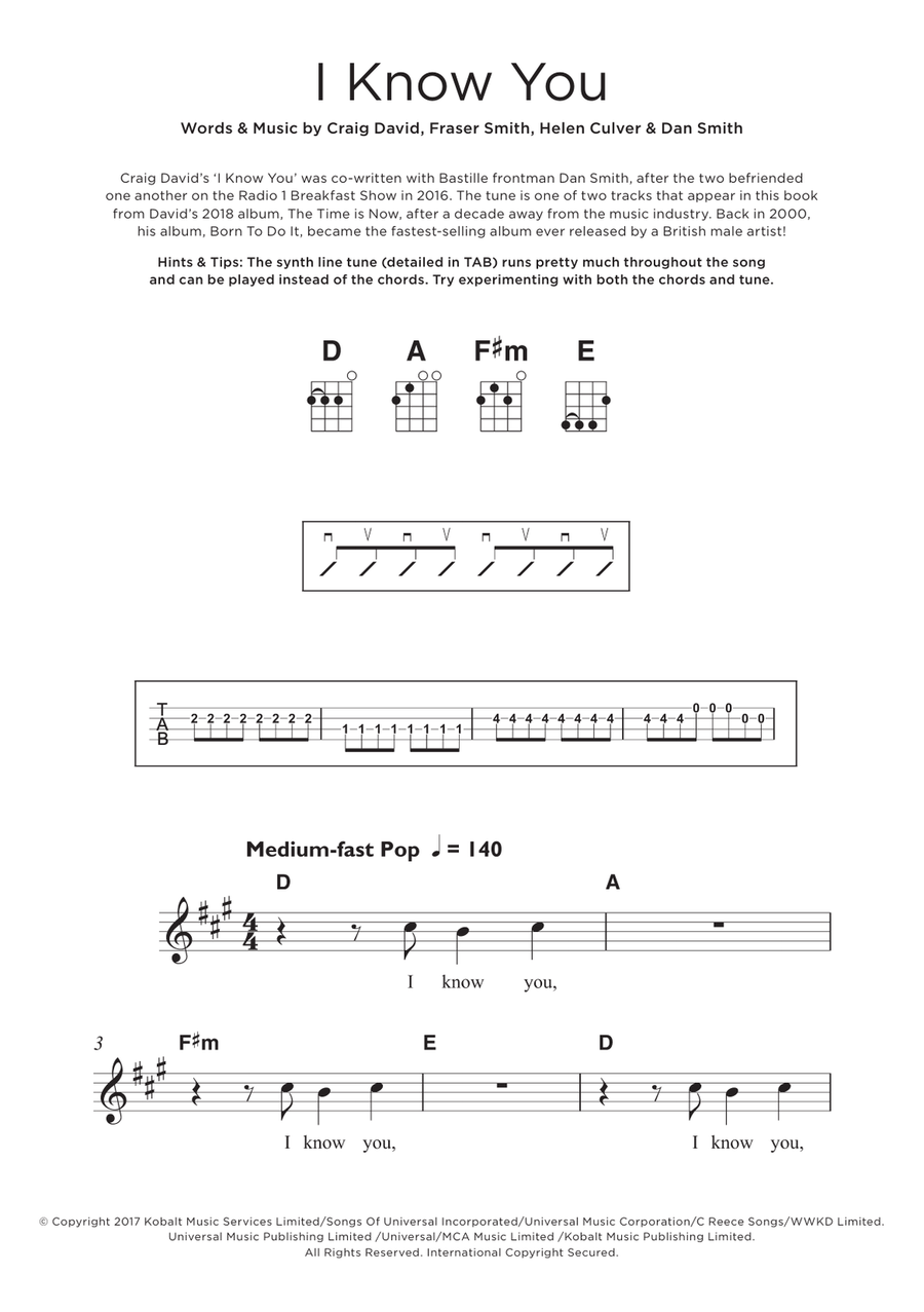 I Know You (featuring Bastille) Ukulele scores gallery preview page 1