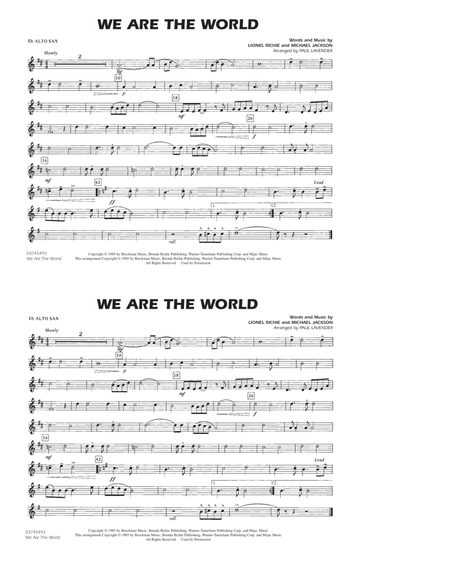 We Are The World - Eb Alto Sax